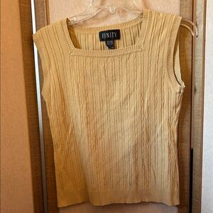 Finity camel Cable Knit Sleeveless Top medium